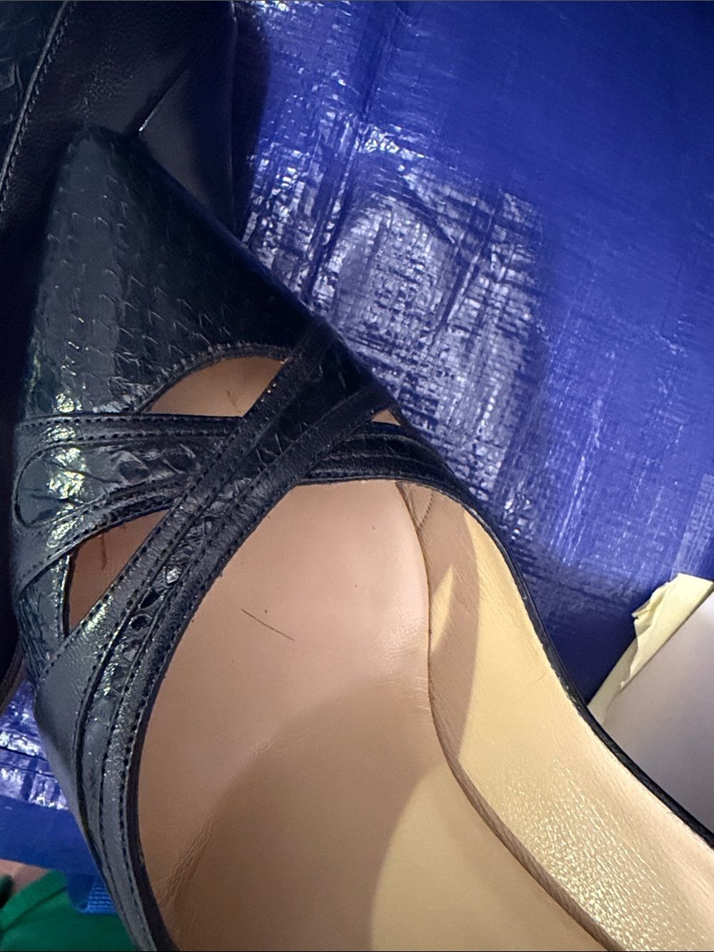 Jimmy Choo Navy Blue Snakeskin & Leather Pointed-Toe Pumps – Size 37.5 - Picture 14 of 14